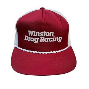 Vintage Winston Drag Racing Trucker Hat Red Snapback Mesh Back Cap